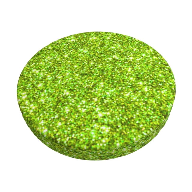 Disketp Lime green glitter Funda Redonda para Taburete, Funda de Cojín para Silla de Bar Suave y Elástica-12 inch