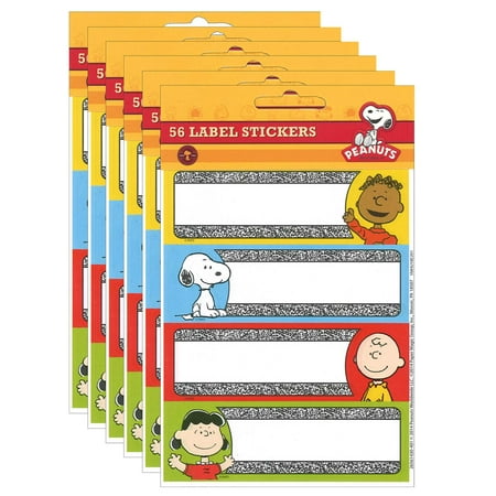 UPC: 0194629032273 | Eureka EU-656143-6 Peanuts Composition Label Stickers – Pack of 6