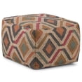 thumbnail image 1 of Johanna Boho Square Pouf in Multi-Color Kilim Patterned Fabric Jute and cotton, 1 of 6