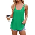 thumbnail image 1 of Gpoecd Camisole à Bretelles Spaghetti pour Femme, Mode d'Été, Maille Ajourée, Col Rond, Bretelles, Camisole Basique pour Femmes, Vert, m, 1 of 6