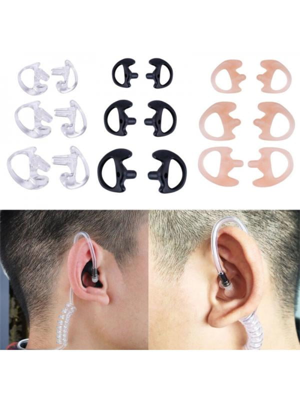Soft Ear Piece Lsgoodcare Replacement Earmold Earbud Right Ear for Two Way Radio Acoustic Coil Tube Earpiece Silicone Walkie Talkie Earmould Ear Buds Black Medium 10 Pairs 