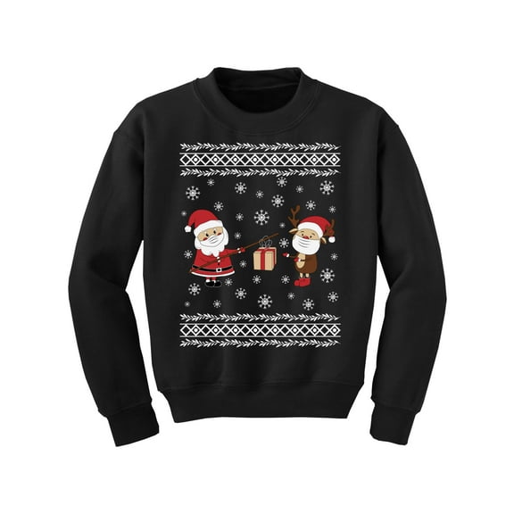 Christmas Deer Sweater for Girls Boys Santa in Mask Sweater Xmas Sweatshirt Xmas Gifts Christmas Kids Sweater Holiday Gifts Santa's Reindeer Top