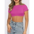 thumbnail image 5 of Vafful Women's Workout Crop Tops Short Sleeve Yoga Shirts Casual Athletic Running T-Shirts Scoop Neck Crop Short Sleeve Crop Top for Women or Teen Girls Stretchy Casual Scoop Neck Hot Pink, 5 of 8