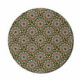 thumbnail image 1 of Paisley Mouse Pad for Computers, Design Flourishing Wavy Flowers Like Moroccan Inspired Artwork, Round Non-Slip Thick Rubber Modern Gaming Mousepad, 8" Round, Brown Green and Yellow, by Ambesonne, 1 of 2