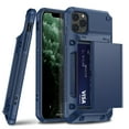thumbnail image 1 of Feishell Case for iPhone 12 Pro Max Case Wallet Credit Card Holder ID Slot Sliding Door Hidden Pocket Men Women Anti-Scratch Dual Layer Hybrid Bumper Armor Protective Hard Shell Back Cover, Blue, 1 of 9