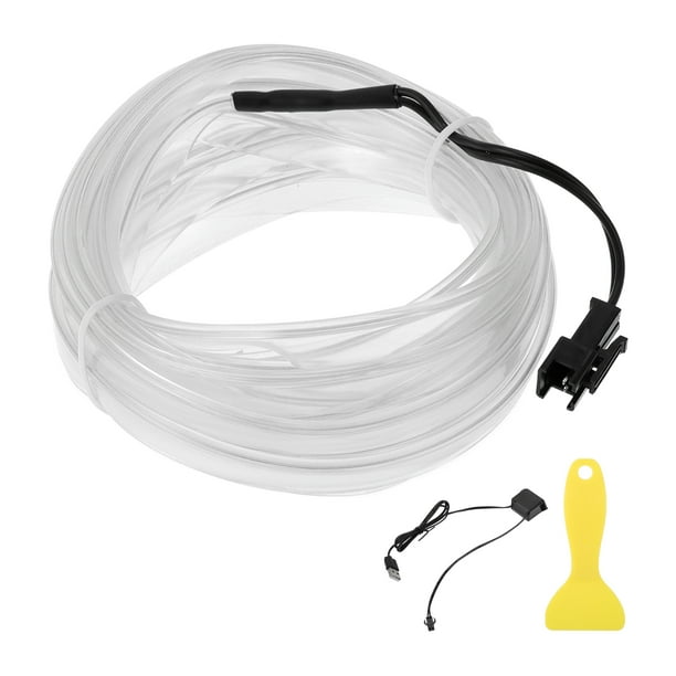 Luces LED de cable EL de 4m Unique Bargains, tira de luz brillante para iluminación interior de coches, luz de neón flexible para decoración de coches USB (5v) Azul Hielo