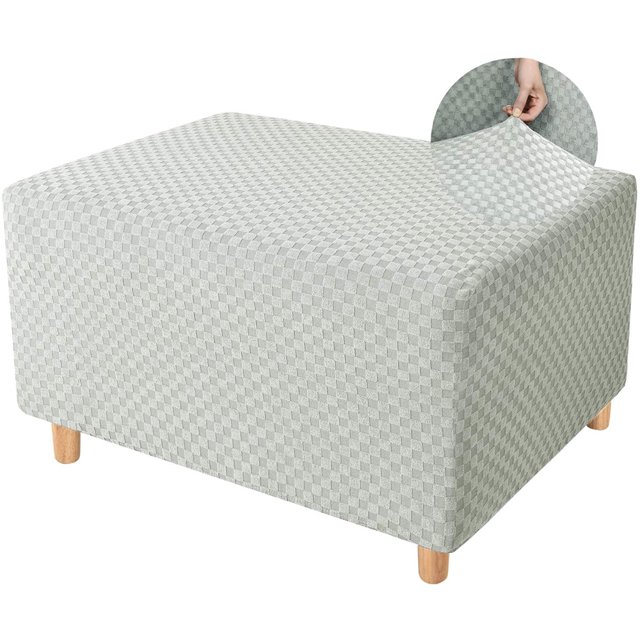 LUXUR Footrest Elastic Stretch Square Dustproof Footstool Cover Slipcover Protective Rectangle Chair Ivory Block -lift Flower Pedal S Code