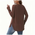 thumbnail image 4 of ClodeEU Womens Fall Crewneck Long Sleeve Tunic Sweaters ,Casual Loose Fit Crewneck Tops With Curved Hem Coffee,Womens Plus XL, 4 of 7