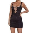 thumbnail image 1 of Leutsin Robe de Soirée Club Ajustée Ajourée Couleur Unie pour Femmes Grande Taille, 1 of 8
