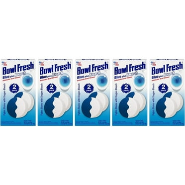 Bowl Fresh Blue plus Bleach Automatic Toilet Bowl Cleaner Tablets, Toilet Freshener Tablets with Borax and Bleach, 2 Count (Pack of 5)