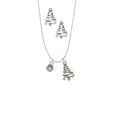 thumbnail image 2 of Delight Jewelry Silvertone Mini Rounded Paw Silver tone Zig Zag Christmas Tree Charm Necklace and Stud Earrings, 2 of 4