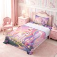 thumbnail image 3 of Manfei Kawaii Rainbow Unicorn Twin Sheets 3pcs,Dreamy Floral Galaxy Bedding,1 Flat Sheet,1 Fitted Sheet and 1 Pillowcase, 3 of 6