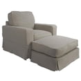 thumbnail image 2 of Sunset Trading Americana Box Cushion Track Arm Slipcovered Chair and Ottoman in Light Gray, 2 of 6