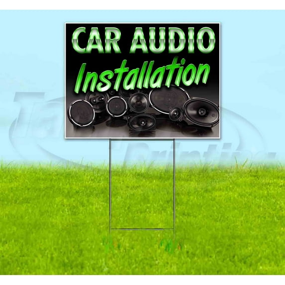 Car Audio Installation (18" x 24") Yard Sign, Includes Metal Step Stake