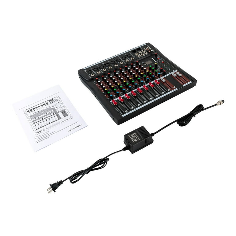 8 Channel Mixing Console Audio Mixer Bluetooth USB Live Studio Amplifier  Mixer w/USB Drive for PC Recording Ac 110v 50hz 18w