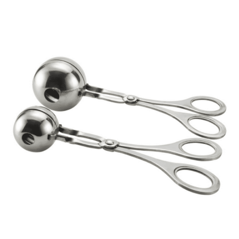 Meat Baller, 2 PCS None-Stick Meatball Maker with Detachable Anti-Slip  Handles, Stainless Steel Meat Baller Tongs, Cake Pop, Ice Tongs, Cookie  Dough