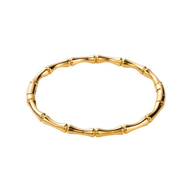 Brazalete Pulsera Oro Laminado Diseño Bambú Rígido