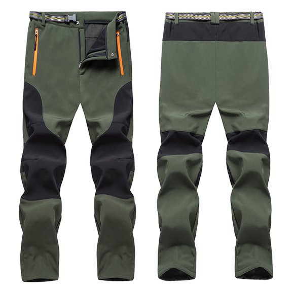 Tejiojio Men's and Big Men's Flat Front Comfort Waist Flex Pants Men's Down And Warm Windproof Waterproof Outdoor Sports Rushing Pants