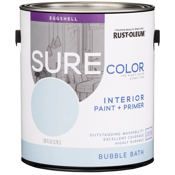 Bubble Bath, Rust-Oleum Sure Color Interior Paint + Primer, Eggshell Finish, Gallon - Walmart ...