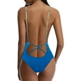 thumbnail image 3 of UTSJKR Backless Gradient One Piece Swimwear Women Criss Cross Plunge V Neck Swimsuit Spaghetti Strap Slimming Bathing Suit Blue XXXL, 3 of 3