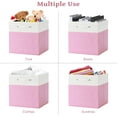 thumbnail image 4 of 13 x 13 Inch Fine Linen Storage Bins with Handles，Fabric Cube Boxs，Collapsible Basket Organizers for Shelves for Home, Closet Drawers (White/Pink-6 Pack), 4 of 14