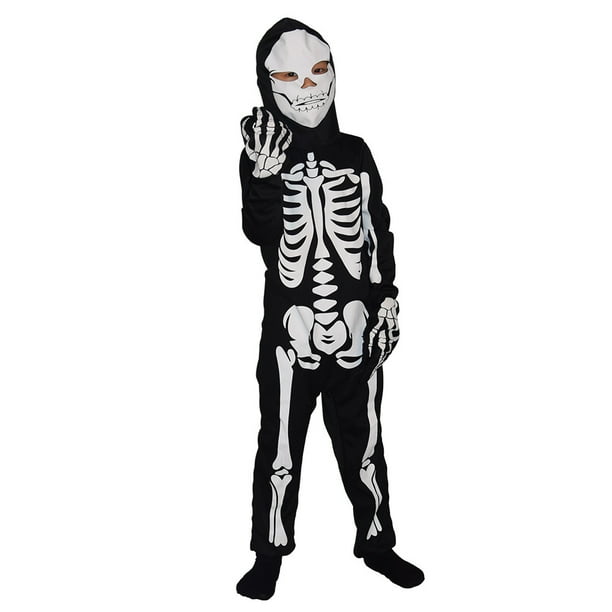 RV Disfraz de calavera de Halloween para niños, disfraz de juego de rol de calavera fantasma, tema de Cosplay, disfraz de fantasma para graduación, traje de una pieza para niños de 130-140cm Rojo Verde