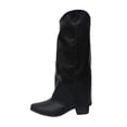 thumbnail image 3 of Taqqpue Women's Boots, Women's Fashion Casual Solid Color Winter Arrival Versatile Buckle Knight Boots Boots Heel Mid Heel Mid-Calf Boots for Women, 3 of 9