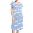 thumbnail image 3 of Women's Cotton Nightgown Sleepwear Short Sleeves Shirt Casual Print Sleepdress Blue Moon L, 3 of 6