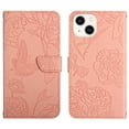 thumbnail image 2 of for iPhone 14 Plus Phone Case Wallet,Crossbody Strap Women Flip Folio Cover with Card Holders Butterfly Embossed Premium PU Leather Kickstand Wrist Strap Magnetic Closure Case,Pink, 2 of 13