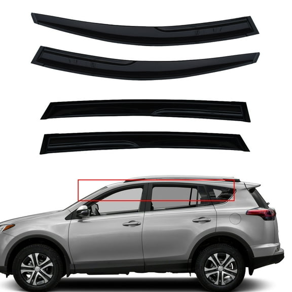 Genrics 4Pcs Acrylic Window Visors Fit for Toyota RAV4 2013 2014 2015 2016 2017 2018 Rain Guard Wind Shade Deflector