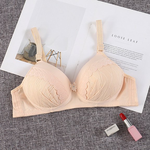 Jacenvly Push up Bras for Women Solid Light Breathable Everyday Bras Woman'S Color Hollow Out Perspective Bra Underwear No Rims Beige