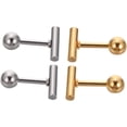 thumbnail image 1 of 2pares Pendientes De Acero Inoxidable Pequeños Joyas Sencillos De Botón Pendientes De Mujer Para Uso, 1 of 5