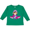 thumbnail image 3 of Inktastic Pilot Girl, Airplane, Plane, Flying, Brown Hair Girls Long Sleeve Toddler T-Shirt, 3 of 5