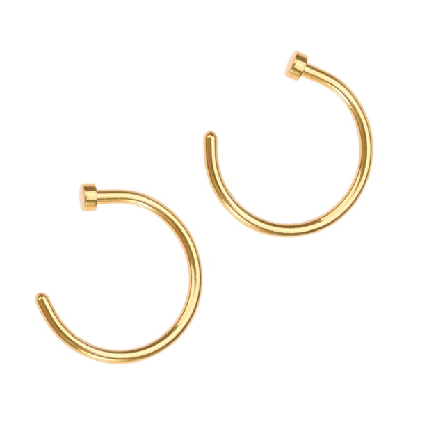 MIANGASTORE 2 pcs Unisex Surgical Titanium Steel Open Nose Ring Nose Piercing Stud 8mm (Golden)