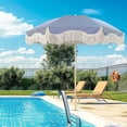 thumbnail image 3 of 6.5FT Portable Garden Umbrella With Fringe Outdoor Market Patio Umbrella Heavy Duty Beach Umbrellas For Sand Tilt Pool Umbrella UPF50+ Sun Protection Table Umbrella Outdoor Patio Boho, 3 of 7