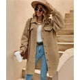 thumbnail image 5 of Women'S Teddy Fleece Coat-Plush Oversized Long Cardigan, Cozy Winter Fuzzy Outwear for Casual Style Brown L, 5 of 9