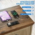 thumbnail image 3 of Dextrus Farmhouse LED Nightstand w/Charging Station, LED End Table Side Table w/2 Drawer for Bedroom, Antique White, 3 of 11