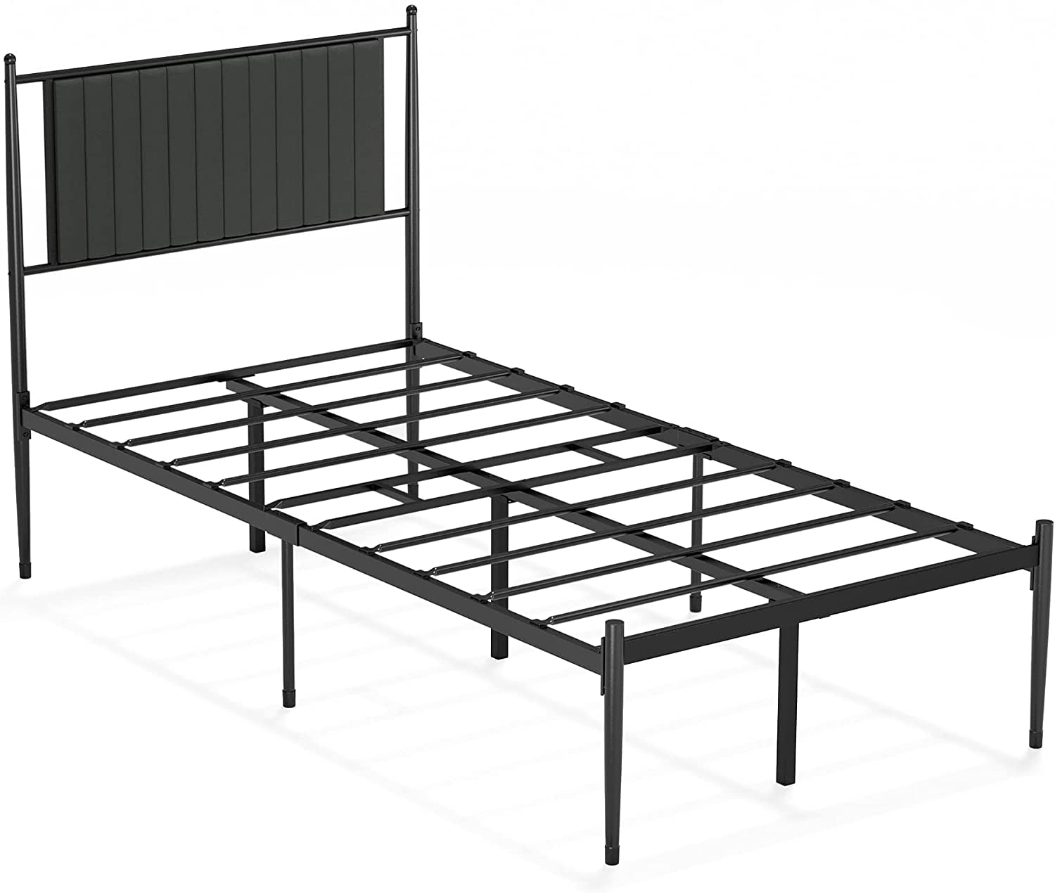 Zinus Sumit Metal Platform Bed with Faux Leather Upholstered Headboard 