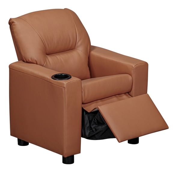 Olive & Opie Oakley Kids Recliner Vegan Leather Chestnut