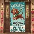 thumbnail image 4 of Cartoon Dachshund Happy Dachshund Winter Themed Pet Snowy Landscape Polyester Banner for Holiday Decor Christmas Party Winter Event, 4 of 9