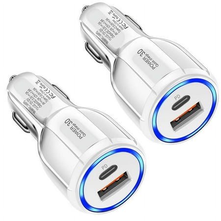 Afflux USB C Fast Car Charger 2 Port Car Adapter USB Type C + USB-A Power Plug 18W USB-A + 20W USB-C PD for All Cars compatible with iPhone 15/14/13 Pro Max  Samsung Galaxy S24/S23/S22 Ultra  2 Pack price history on PriceWatchPro