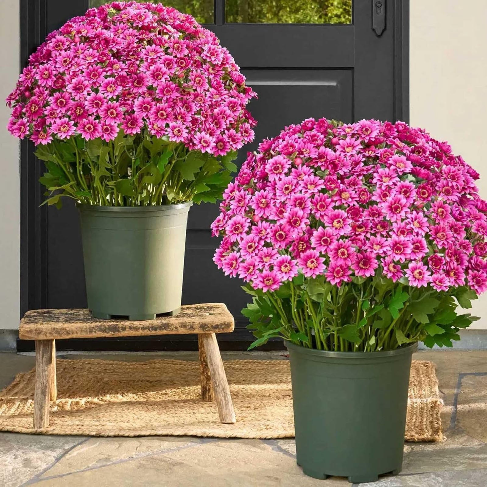 10 Bouquet Artificial Topiary for Outdoors- Potted Plant Fake Geraniums Bush-UV Resistant Artificial Outdoor Plant for Front Porch, Garden, Yard, Patio Decor, 11.81 Inch, Pink
