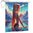 thumbnail image 2 of Cortina de ducha de Kim Possible con diseño de dibujos animados, con 12 ganchos, impermeable, lavable, de poliéster, para decoración del baño, 60 x 72 pulgadas, de hierro, 2 of 8