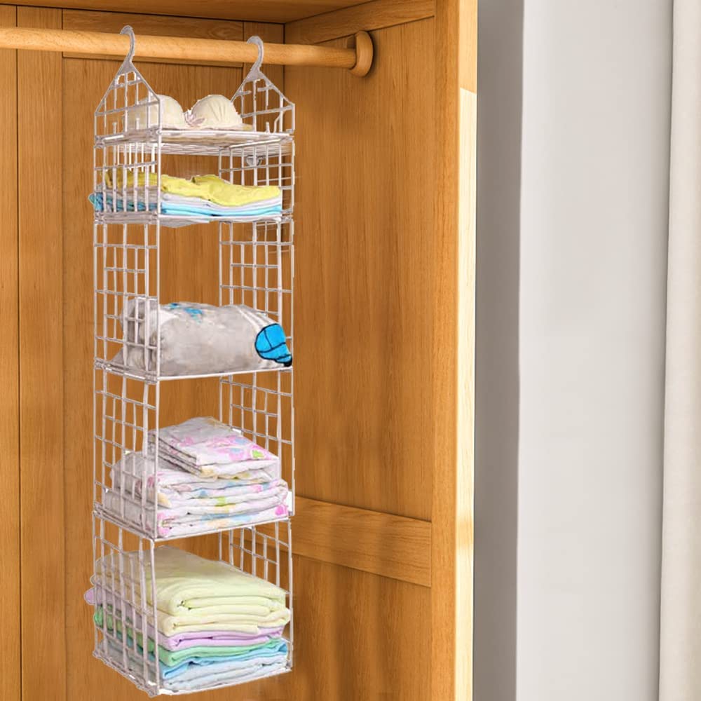 5 Shelf Plastic Hanging Closet Organizer Space Saver Cloth Hanging