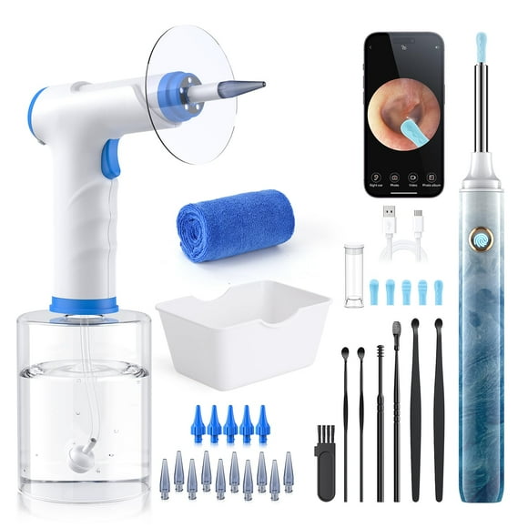 Earwax Removal - Electric Ear Irrigation Kit with 4 Pressure Modes, Ear Cleaner with Camera, 1080P Otoscope, Ear Cleaning Tool with 7-Piece Set, Earwax Removal Kit for