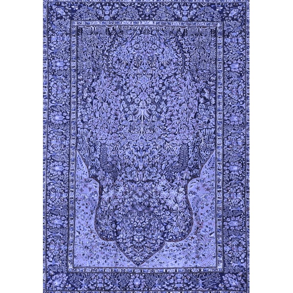 Ahgly Company Machine Washable Indoor Rectangle Persian Blue Traditional Area Rugs, 4' x 6'