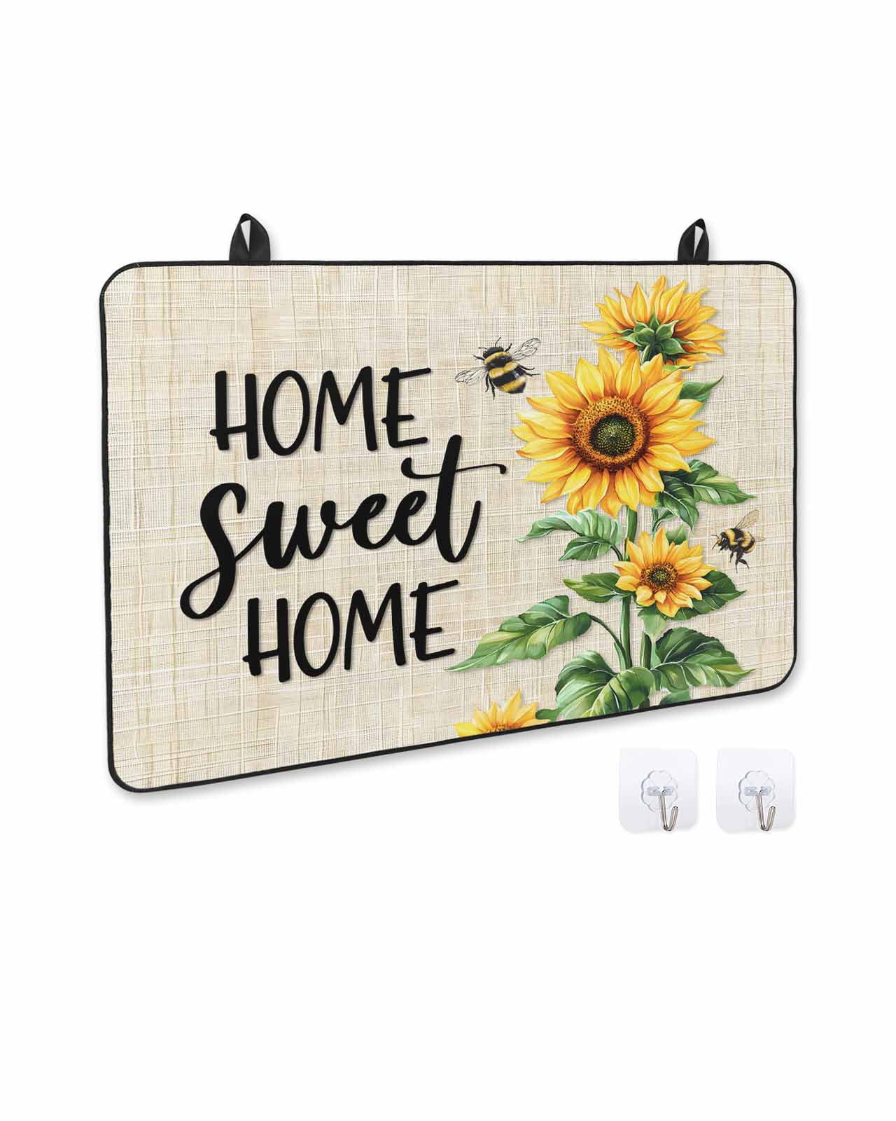 nqOlkjepod Large Induction Cooktop Protector Mat 24"x21", Spring Sunflowers Stove Top Covers for Electric Stove, Bee Beige Farm Country Rustic Stove Burner Cover Mats, Glass Top Stove Cover