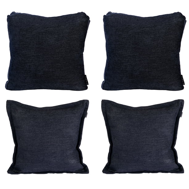 Set de 4 Cojines Decorativos DICASA Cuadrados Niz Azul 2 Cuadrados Grandes