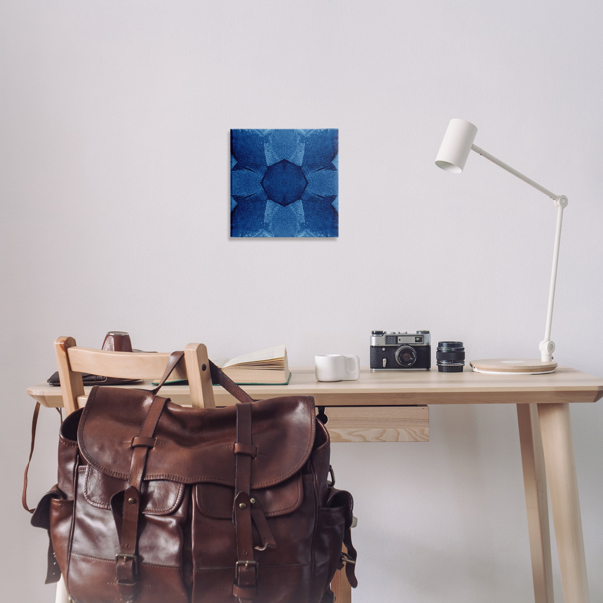 Stupell Industries Blue Centric Pattern Abstract Painting Wrapped Canvas Art Print Wall Art, 17 x 17