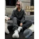 thumbnail image 1 of Chándal de otoño para mujer con cremallera, conjunto informal de dos piezas blanco de gran tamaño de algodón, pantalones deportivos clásicos para mujer, 1 of 5